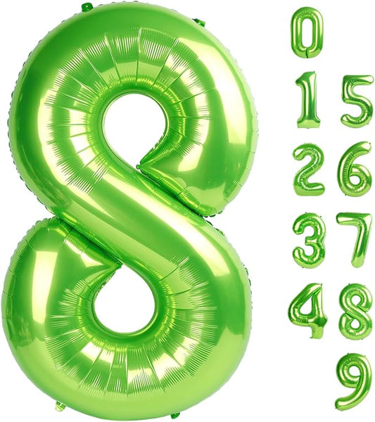 40 Inch Number 8 Balloon, Light Green 8 18 28 80 Birthday Balloons for Men Boys, 8th Birthday Decorations Party Supplies, Wedding, Graduations