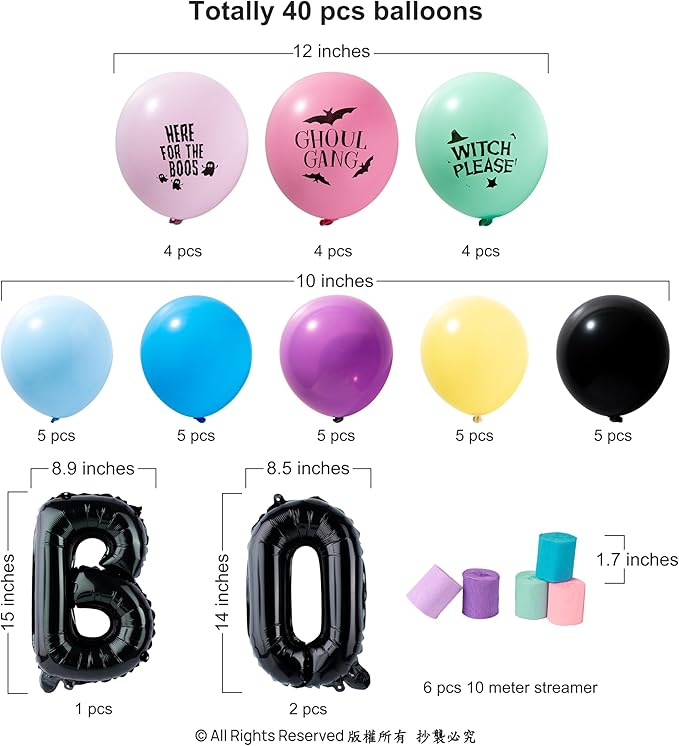 Cheerland Pastel Halloween Balloon Arch Ghost Birthday Decorations Boo Balloons Halloween Decorations Pastel Kids Cute Bat Birthday Backdrop Theme Spooky Party Decor