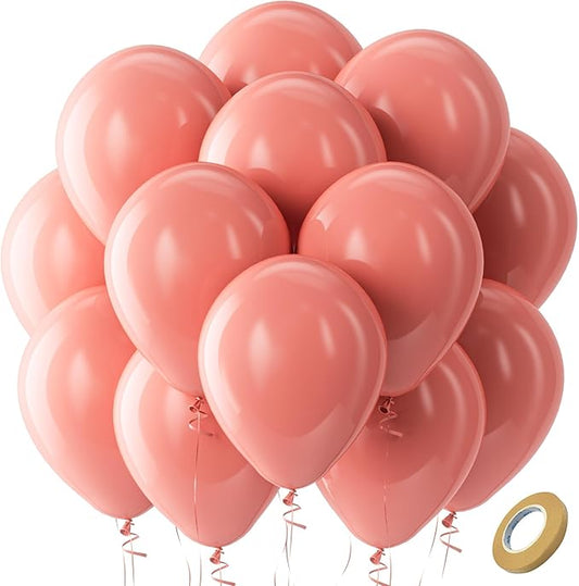 Bezente Dusty Pink Latex Party Balloons - 100 Pack 12 inch Round Helium Blush Pink Rose Pink Balloons for Birthday Wedding Anniversary Bridal Shower Gender Reveal Boho Theme Party Decoration