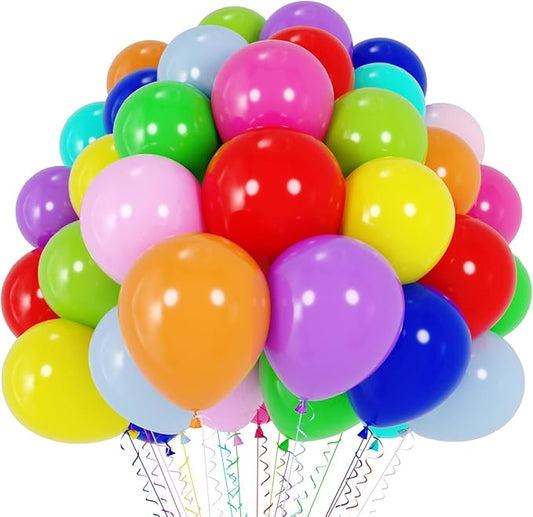 Voircoloria 120pcs Colorful Balloons 12inch Rainbow Latex Balloons for Boys Girls Birthday Baby Shower Gender Reveal Wedding Decorations