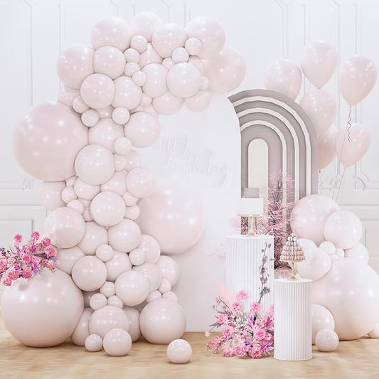 PartyWoo Beige Balloons 155pcs Different Sizes of 18 12 10 5 Inch Boho Cream Ivory Neutral Balloon Arch Kit Garland for Wedding Graduation Engagement Baby Shower Birthday Party Decorations White-F60