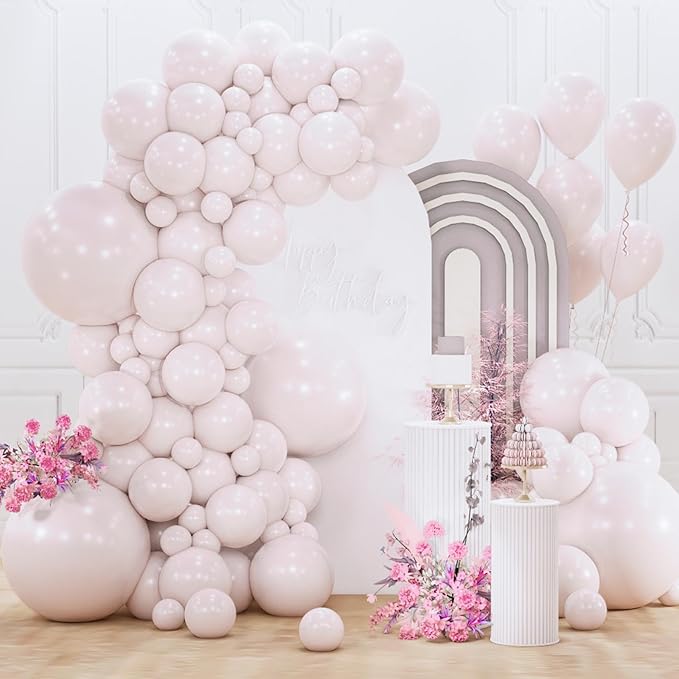 PartyWoo Beige Balloons 152pcs Different Sizes of 18 12 10 5 Inch Boho Cream Ivory Neutral Balloon Arch Kit Garland for Wedding Graduation Engagement Baby Shower Birthday Party Decorations White-F60