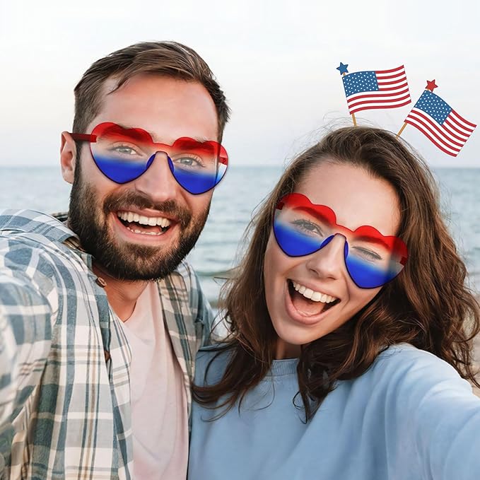 14/42 Pack Heart Sunglasses for Women, Fun Cute Rimless Transparent Candy Color Heart Glasses Party Favors