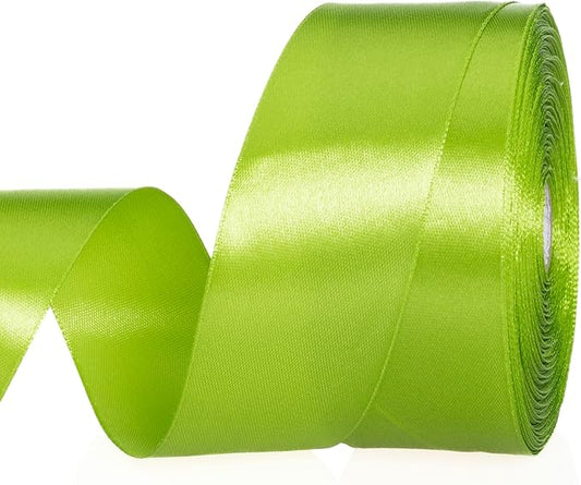 YASEO 1 1/2 Inch Apple Green Solid Satin Ribbon, 50 Yards Craft Fabric Ribbon for Gift Wrapping Floral Bouquets Wedding Party Decoration