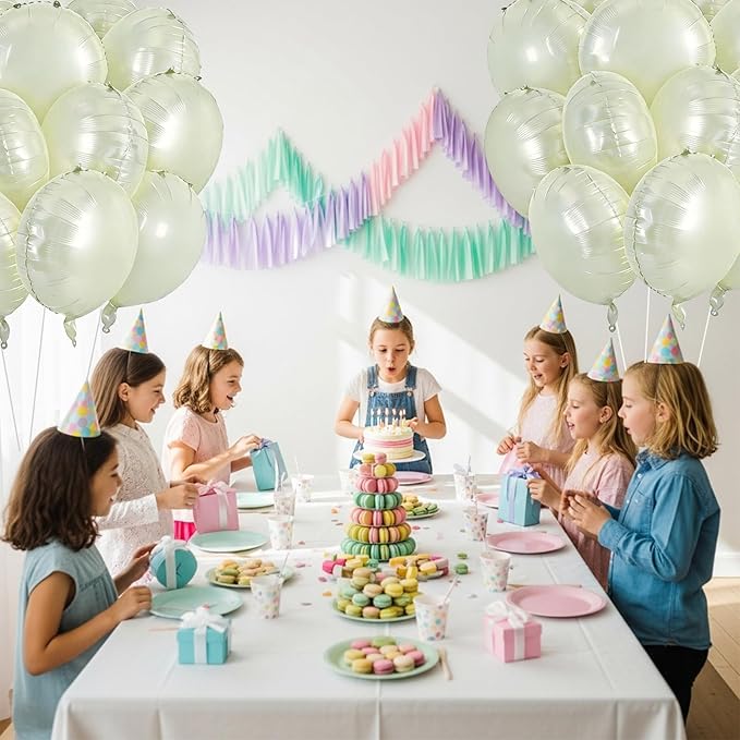 TONIFUL 30Pcs 18 Inch Round Balloons Large Cream White Round Shape Foil Balloons Big Cream White Round Helium Mylar Balloons for Birthday Wedding Baby Shower Anniversary Engagement Party Decor Supp