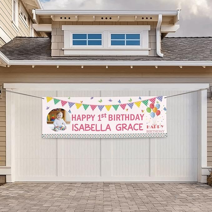 Happy Birthday Banner Personalized Name Photo Age Custom Birthday Banners and Signs Customize for Birthday Party Decoration 6'x3'