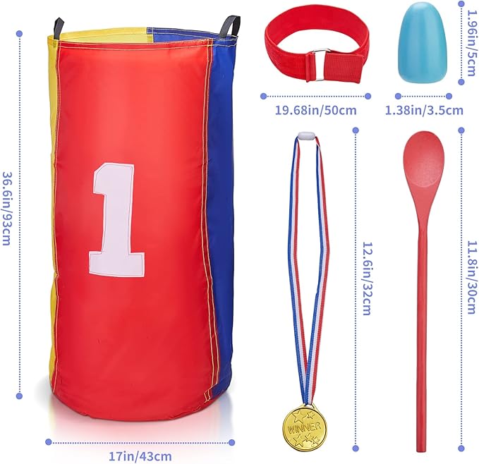 Redllo 26PCS Outdoor Games Potato Sack Race Bags for Kids and Adults, 3-Legged Race Bands, with Egg and Spoon Lawn Games for Outside Backyard Field Day Birthday Party Games Easter for Kids and Family