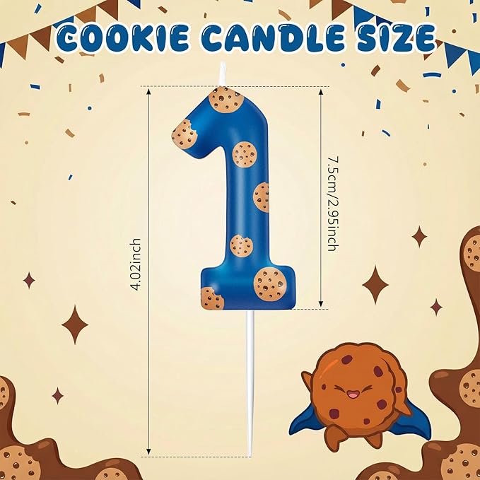 MTLEE Number Birthday Candle Themed Candles Cookies Cake Topper for Girl Boy Cartoon Birthday Party Cake Decorations Supplies (Blue B,Number 1)