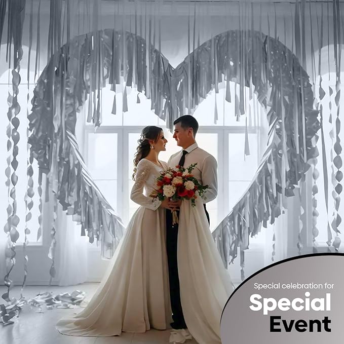 Captain Décor 4 Crepe Paper Streamers Rolls, 328ft Pack of 4 Silver Streamers for Party Decorations, Birthday Streamers, Party Streamers for Wedding Decoration (1.8 inch x 82 ft/Roll)…
