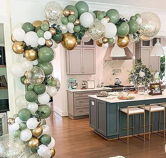 DIY Sage Green and White balloon Garland Arch Kit for Baby Shower Bridal Shower Wedding Birthday Hen Party Christmas Decoration (Sage Green)