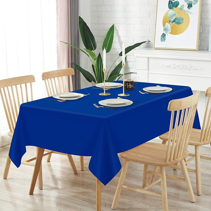 Mulbozy 12 Pcs Royal Blue Plastic Tablecloth for Rectangle Table, 54 × 108 inches Disposable Royal Blue Party Table Covers for Birthday, Anniversary, Wedding, Fine Dining, Graduation Party Decoration