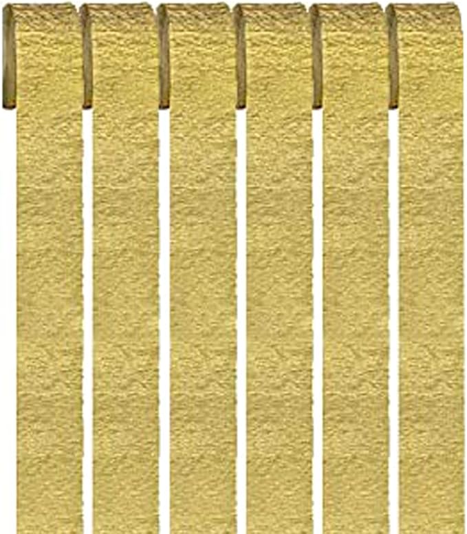 6 Rolls Crepe Paper Streamers, Gold Streamers for Party Decorations, Wedding Decorations, Birthday Decorations, Baby Shower Decorations (1.8 Inch x 82 Ft/Roll)