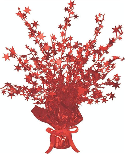 Beistle Star Gleam ‘N Burst Centerpiece, Red Metallic Table Display for Patriotic Holidays, USA Themed Events, 4th of July Parties, and Memorial Day Celebrations, 15”