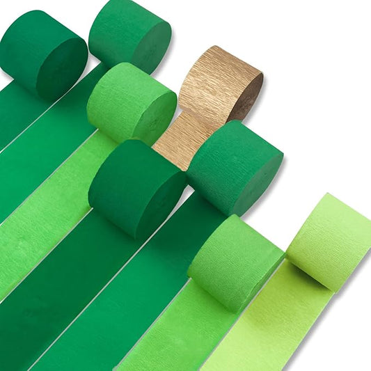PartyWoo Dark Green Crepe Paper Streamers 8pcs 656 ft Pack of Emerald Forest Green Crepe Paper Sheets for Birthday Baby Shower Graduation Woodland Dinosaur Jungle Football Theme Party Decorations