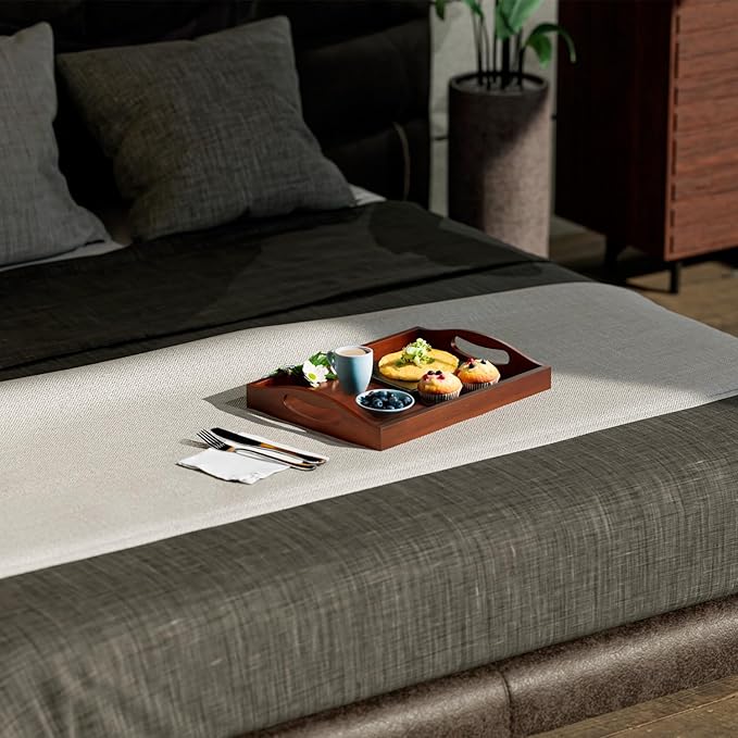 Comfify Bamboo Serving Tray - Stylish Ottoman Tray for Entertainment & Decor - Versatile and Elegant Design - Perfect for Serving, Organizing, and Decorating - Brown Color