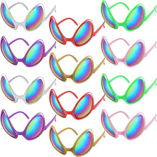 Bencailor 12 Pack Alien Glasses with Lenses Funny Alien Sunglasses Bulk for Cosplay Costume Accessories Carnival Mardi Gras Party Favor (Red)