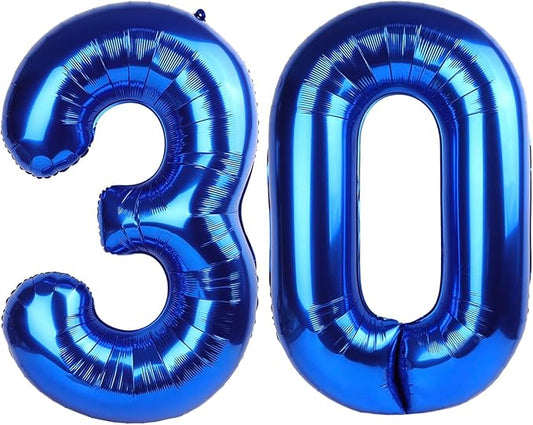 Numbers 30 Balloon, 40 Inch Happy 30th Birthday Decoration for Her Him, Dark Blue Foil Number Balloons for Celebration Engagement Memorial Day's Big Event Supplies