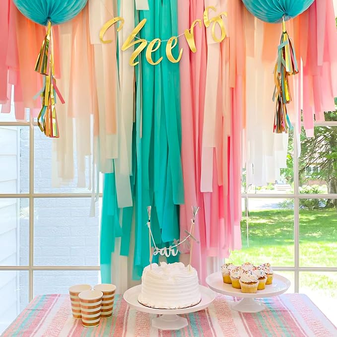 20 Rolls Easter Crepe Paper Streamers, 1640 Ft Crepe Paper Decorations in 5 Colors for Various Large Hanging Party Backdrop DIY Decoration, Rainbow DIY Supplies 82FT/Roll