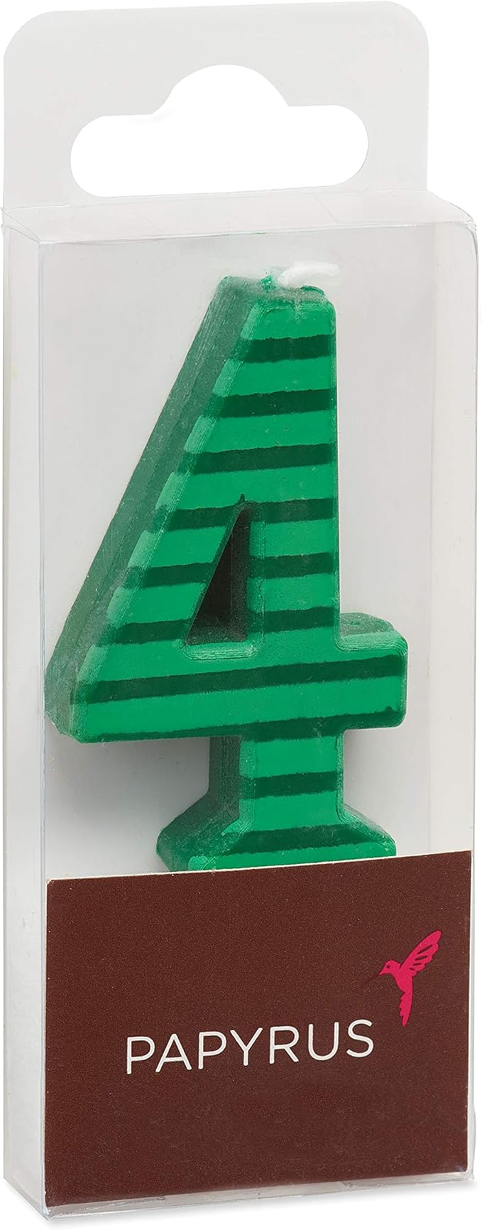 Papyrus Number 4 Birthday Candle, Green Stripes (1-Count)