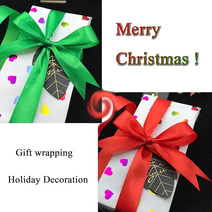 YASEO 1 Inch Red Solid Satin Ribbon, 50 Yards Craft Fabric Ribbon for Gift Wrapping Floral Bouquets Wedding Party Decoration