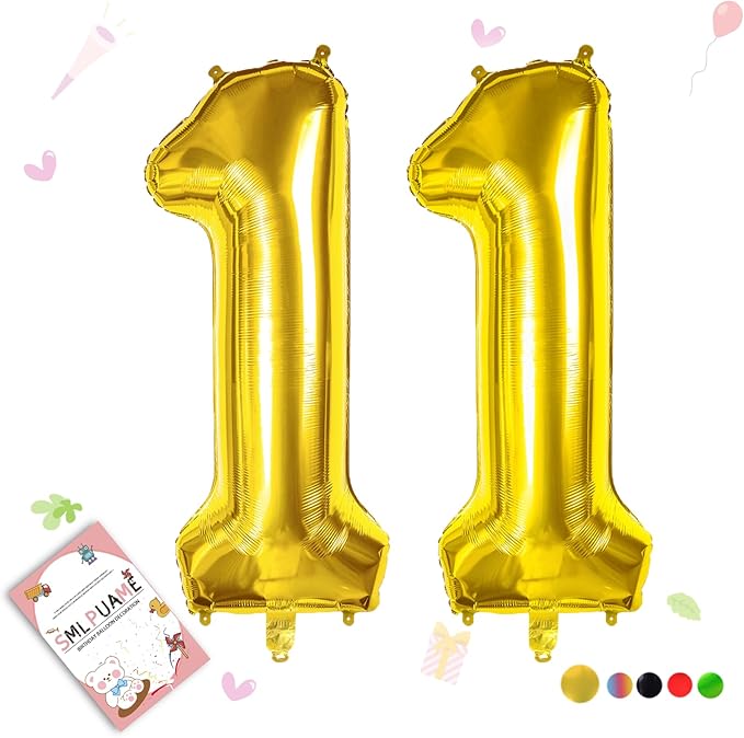 40 inch Number Balloon 0-9 Gold Large Number 11 Balloons,Digital Balloons for Birthday Party Celebration Decorations Supplies, Helium Foil Number Balloons for Wedding Anniversary