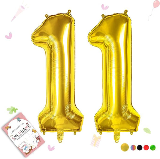 40 inch Number Balloon 0-9 Gold Large Number 11 Balloons,Digital Balloons for Birthday Party Celebration Decorations Supplies, Helium Foil Number Balloons for Wedding Anniversary