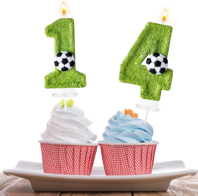 4th Birthday Candles，Soccer Birthday Decorations，Suitable for Girl and boy Cake Toppers, Wedding Cakes, Anniversaries, Party Celebrations, Birthday Decorations