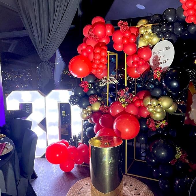 Red Black and Gold Party Balloons, Black Red Gold Latex Balloons 50 Pcs 12 inch Red Black Gold Balloons For Birthday Graduation Hollywood Casino Wedding Party Decoration