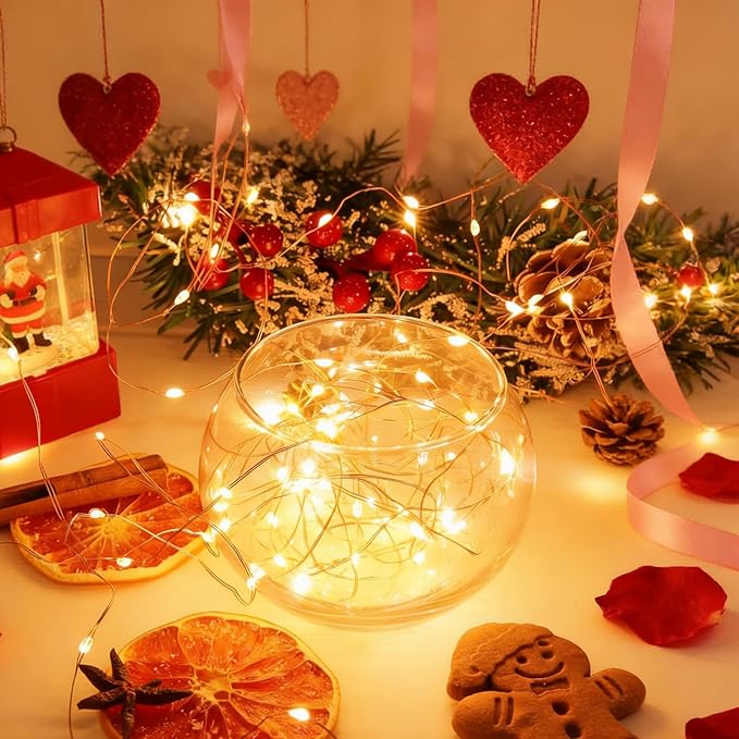 20 Pack Warm White Battery Operated Fairy Lights, 7ft 20 LED Mini String Lights, Copper Wire Twinkle Firefly Starry Lights for Mason Jars, Wedding, Party, Christmas, Table Centerpiece & Bedroom Decor
