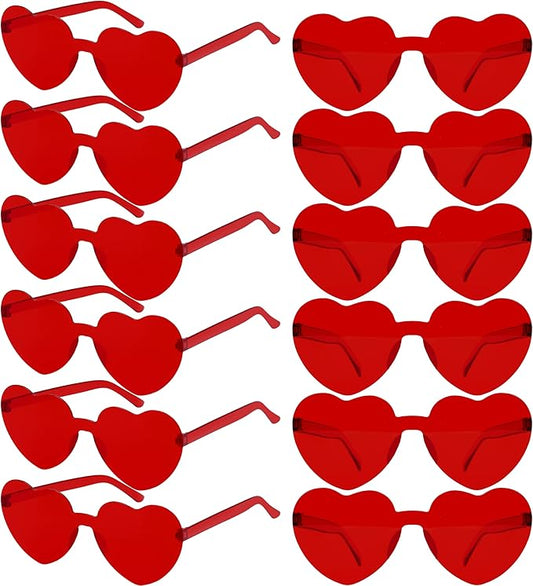 2/4/8/12/20 Pairs Heart Shaped Sunglasses Transparent Heart Glasses Rimless Trendy Eyewear for Valentines Party Favor