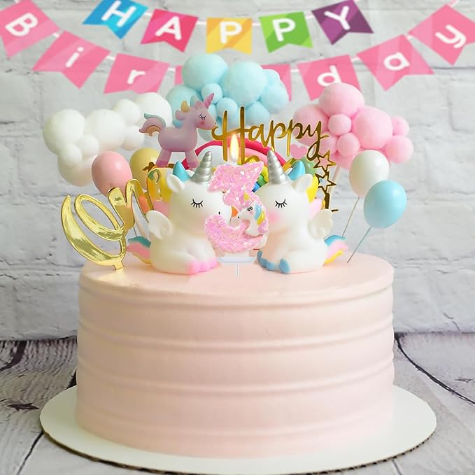 Birthday Candles - Number 3 Candle, 3rd Birthday Decorations for Girls, Pink Candles for Cake Topper, Cartoon Theme Party Supplies