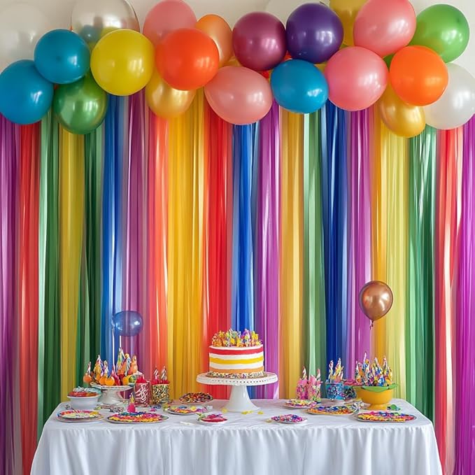 12 Crepe Paper Streamers Rolls, 984ft Pack of Unique 12 Rainbow Streamers with Silver and Gold Streamers for Party Decorations, Birthday Streamers, Party Streamers(1.8 inch x 82 ft/Roll)