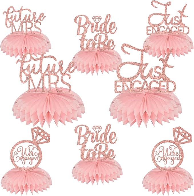 Rose Gold Bachelorette Honeycomb Centerpieces Bridal Shower Centerpieces for Tables Engagement Decorations Bachelorette Table Decorations 8 Pcs