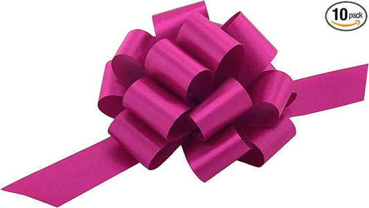 Fuchsia Pink Decorative Pull Bows - 5" Wide, Set of 10, Easter, Spring, Valentine's Day, Mother's Day, Gift Wrap, Gender Reveal, Baby Shower, Breast Cancer Awareness Ribbons, Fundraiser, Pinic Decor