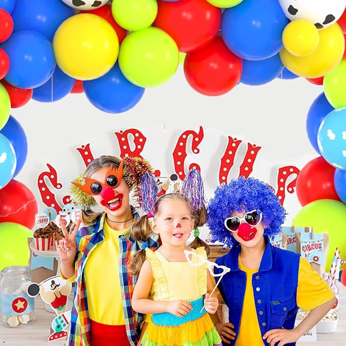 Red Yellow Blue Green Balloon Garland Arch Kit - Cow Print Balloon Blue Yellow Green Balloon Birthday Party Balloons for Kid Girl Boy Birthday Baby Shower Graduation Party Decorations