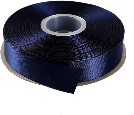 ITIsparkle 1" Inch Double Faced Satin Ribbon 50 Yards-Roll Set for Gift Wrapping Scrap Books Party Favor Hair Braids Baby Shower Decoration Floral Arrangement Craft Supplies, Navy Ribbon