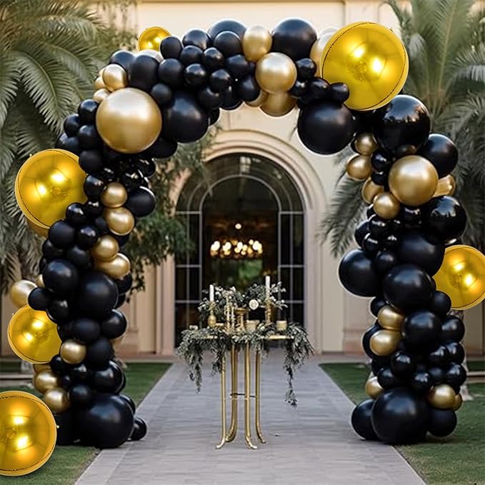 TONIFUL 16Pcs Large Gold 4D Giant Round Foil Balloon 4D Mirror Metallic Mylar Sephere Balloons for Christmas New Year Birthday Party Graduation Wedding Baby Shower Decoration Supplies(Mix Sizes)
