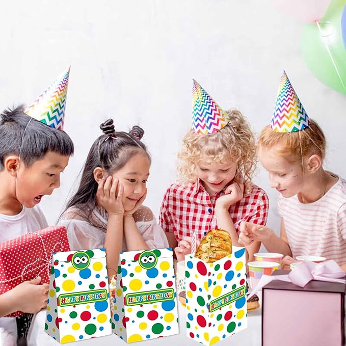 Zliisang 16PCS Cartoon Party Favor Bags Colorful Goodie Gift Bags for Kids Birthday Party Gift Supplies Happy Birthday Party Decorations