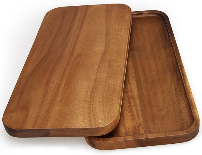 16" x 8" Large Wooden Serving Tray for Decor Party Charcuterie Boards Rectangular Acacia Wood Dessert Platters Rectangle Cake Dessert Plates Food Cheese Platter Board Snack Kitchen Dishes Tray