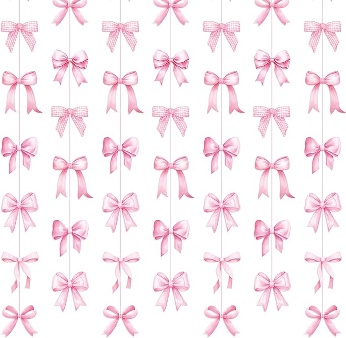 Daifunli 8 PCS Bow Decorations Bow Hanging Banners Garland Banners Paper Cutouts Ribbon Streamers for Birthday Bridal Engagement Bachelorette Wedding Party Decor(Pink)