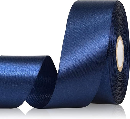 Navy Blue Ribbon 1-1/2 Inch 30 Yards Single Face Dark Blue Satin Ribbon for Bouquet Accessories Gift Wrapping Crafts Hair Sewing Wedding Christmas