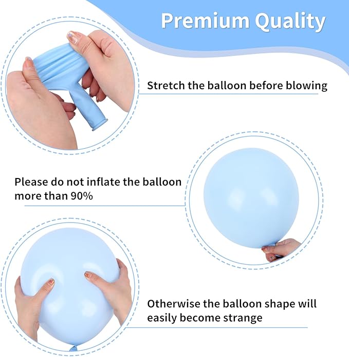 RUBFAC Dusty Blue and White Balloons, Party Balloons for Birthday Baby Blue Clear Balloon 12 Inch, Wedding Baby Shower Gender Reveal Decorations, 65pcs