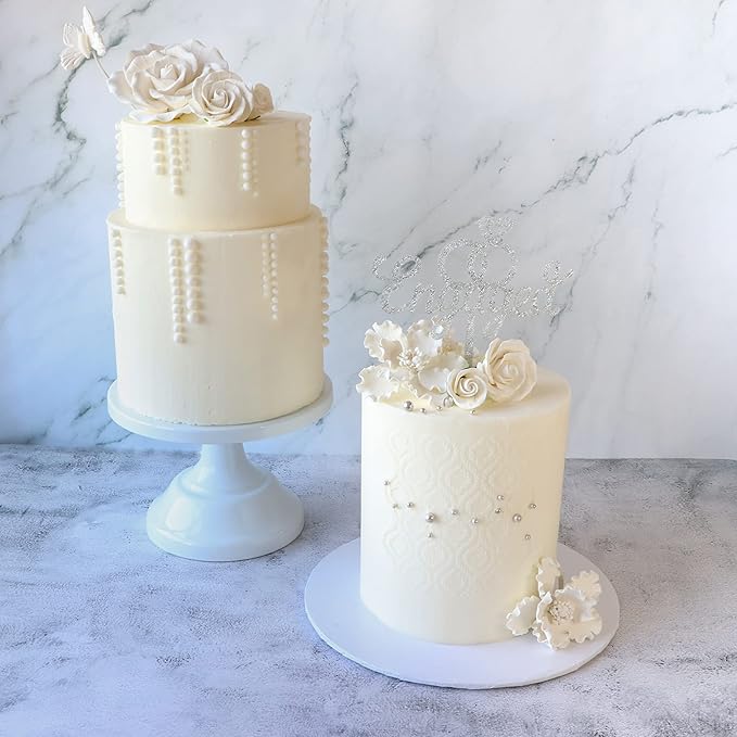 O'Creme Garden Roses Gumpaste Flower Set - White Edible Flowers for Cake Decorating - Sugar Flowers for Cakes, Candy, Cupcakes - Wedding, Valentines Day, Baby Shower - 4 Different Sizes, 2 of Each