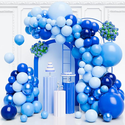 Blue Balloons Garland Arch Kit,130pcs Different Sizes Royal Blue Balloon Navy Blue Balloon Light Blue Balloons for Baby Shower Birthday Graduations Anniversary Party Decorations