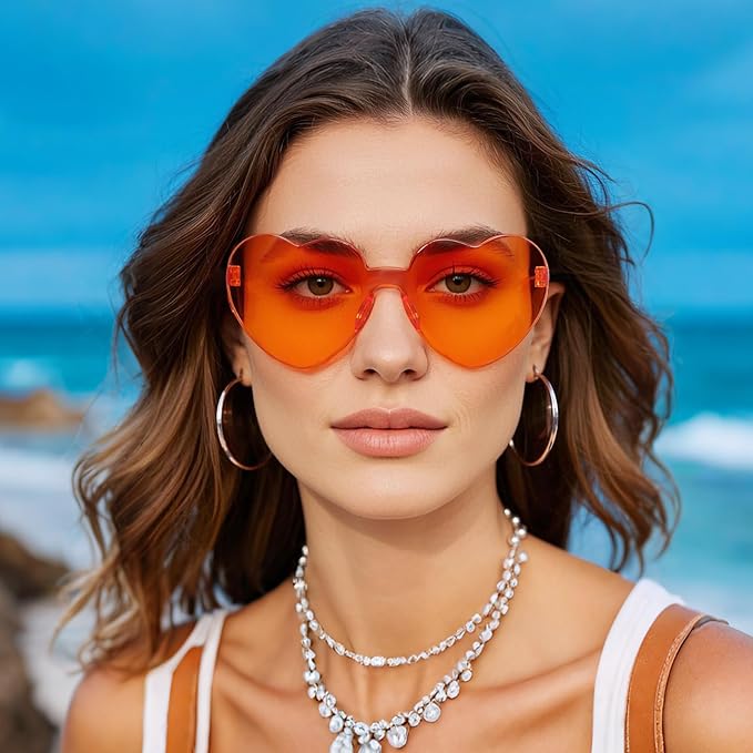 30 Pcs Heart Shape Sunglasses Frameless Transparent Glasses Get-Together Favors for Women