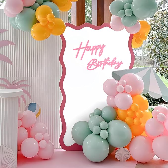 Pink Happy Birthday Felt Sign for Backdrop - Large Happy Birthday Letters for Balloon Arch Party Backdrop Decorations Large Reuseable Signs for Baby Girl Women Party Baby Shower