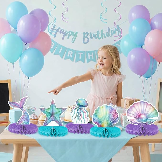 Mermaid Birthday Party Centerpieces (12-Pack) – Unique Under the Sea Themed Table Decorations for Girls, Mermaid Theme Party Supplies