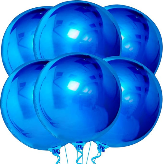 KatchOn, Large Blue Mylar Balloons - 22 Inch, Pack of 6 | Royal Blue Metallic Balloons for Blue Graduation Decorations 2026 | 4th of July Decorations Birthday, Under The Sea Party Decorations