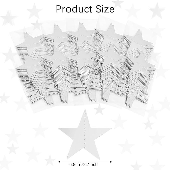 Glitter Star Garland Banner Decor 130 Feet Silver Star Garland Hanging Bunting Banner Backdrop for Graduation Wedding Birthday Holiday Party