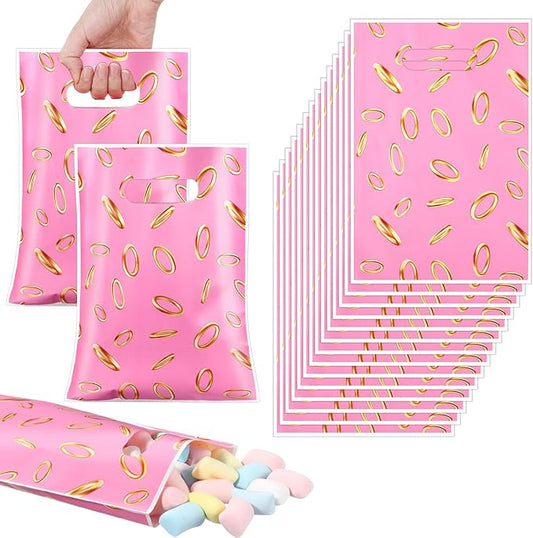 50 Pcs Birthday Party Favors Goodie Bags Cartoon Candy Gift Bags for Cartoon Theme Party Decorations Goodie Supplies Halloween Treat Bag Baby Shower Favors(Pink,Video Game)